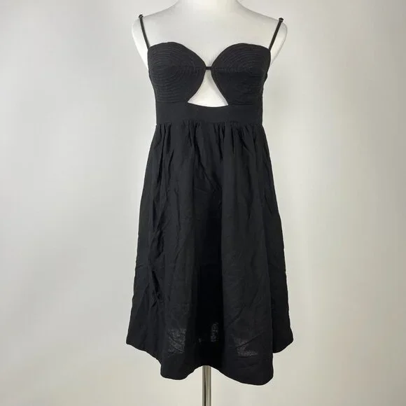 NWOT Farm Rio Linen Blend Black Sleeveless Mini Dress Size M - Picture 5 of 15